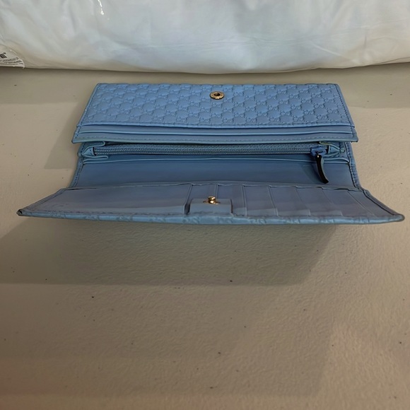 GUCCI MICROGUCCISSIMA CONTINENTAL WALLET MINERAL BLUE GOLD HARDWARE 13 CC SLOTS - Picture 5 of 11